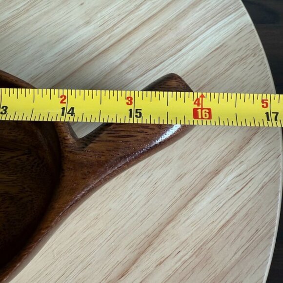 Handcrafted Leaf-Shaped Wooden Serving Tray 3-Compartments 16" Long Decorative T - Picture 9 of 11